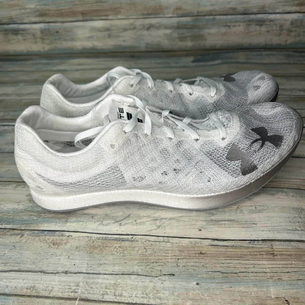 Under Armour Shakedown Elite‎ White Track Field Shoes Cleats Mens 12 Womens 13.5